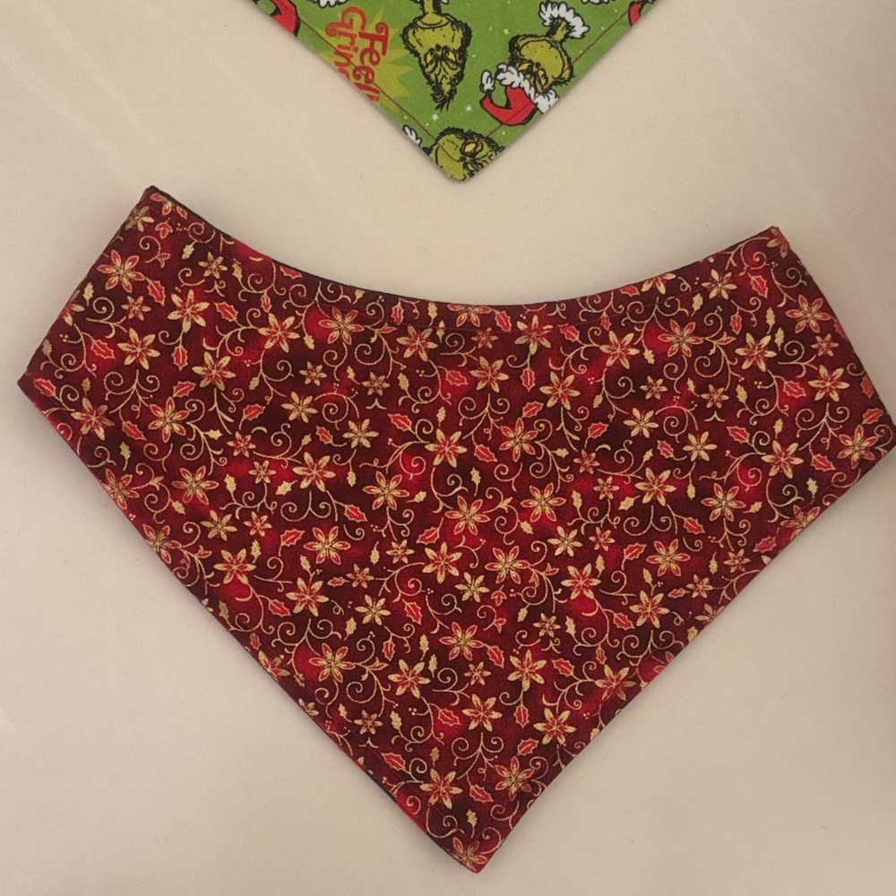 Floral Dog Bandana in Red and Gold
